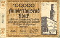 Fürther  , 100.000 Mark, Motiv <a class="mw-selflink selflink">Rathaus</a>