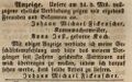 Heiratsanzeige Fickenscher, Fürther Tagblatt 28. Juli 1848