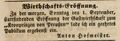Zeitungsannonce des neune Wirts <!--LINK'" 0:23-->, <!--LINK'" 0:24-->, August 1850