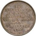 Medaille der Ludwigsbahn zu ihrem 25-jährigen Jubiläum 1860. Revers