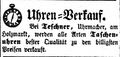 Zeitungsanzeige des Uhrmachers <!--LINK'" 0:43-->, September 1855