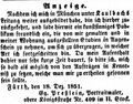 Zeitungsanzeige des Malers <a class="mw-selflink selflink">Johann Georg Preßlein</a>, Dezember 1851
