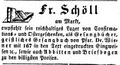 Werbeanzeige des Buchhändlers <a class="mw-selflink selflink">Friedrich Schöll</a>, April 1852
