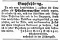 Anzeige über die erteilte Konzession als Pflasterermeister, April 1852