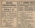 Werbeeintrag im Fürther Adressbuch von 1931 der Firma <a class="mw-selflink selflink">Spiegelglashandlung und Spiegelglasfabrik W. Bechmann</a>
