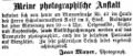 Zeitungsanzeige des Photographen Jean Mayer, Oktober 1860