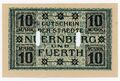 Gutschein der Städte Nürnberg und Fürth über 10 DM, Okt. 1918