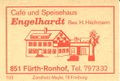 Zündholzschachtel-Etikett des ehemaligen Gasthaus Engelhardt, um 1965