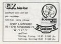 Werbung der "Ex Bier-Bar" Jürgen S. Schneider in der Schülerzeitung <!--LINK'" 0:11--> Nr. 1 1978
