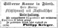 Werbeanzeige für die "Silberne Kanne", Kirchweih 1868