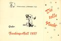 Einladungskarte der Germania zum Faschingsball 1957 in der Gaststätte Zum Bergbräu