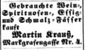 Anzeige Martin Krauß, Fürther Tagblatt 4. Juni 1874