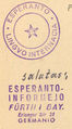 Postkarte mit einem Stempel einer Esperanto-Gruppe aus Fürth, undatiert