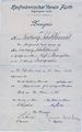 Stenographiezeugnis für Ludwig Schildknecht, 1906 als Auszubildender bei Asyl & Rosenfelder
