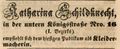 Zeitungsannonce der Kleidermacherin Katharina Schildknecht, April 1847