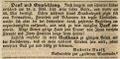 Zeitungsinserat der Gastwirtin <!--LINK'" 0:15--> Babette Ruoff, Mai 1842