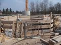 Bau des Wirbelfallschachts für das "Einleitungsbauwerk am Fürberger Steg" - Baugrubenverbau mit Bohrpfählen