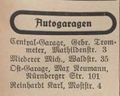 Autogaragen-Werbung im Fürther Adressbuch von 1931, u. a. mit der <a class="mw-selflink selflink">Central-Garage</a>