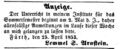 Anzeige von Lemmel Arnstein im <!--LINK'" 0:12-->, 26. April 1853