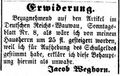 Erwiderung zum Wauwau, Fürther Tagblatt 25. Februar 1873