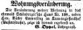 Zeitungsanzeige des Lithographen G. Oppel, August 1853