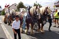 Festwagen mit weihnachtlichem Gesellen  beim Stadelner Kärwazug, August 2024