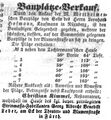 Zeitungsanzeige über Bauplätze in der Blumenstraße, April 1854