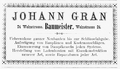 Anzeige Gran, Fürther Adressbuch 1889