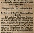 Zeitungsanzeige von L. <!--LINK'" 0:2--> und Leihbibliothek, Dezember 1848