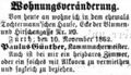 Zeitungsanzeige von Paulus Günther, November 1862