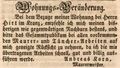 Zeitungsanzeige des Maurermeisters <!--LINK'" 0:23-->, Mai 1850