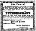 Werbeanzeige von Bertha Henochsberg, April 1855