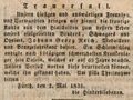 Traueranzeige für <a class="mw-selflink selflink">Johann Georg Reich</a>, Mai 1831