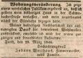 Zeitungsanzeige des Zimmermeisters , März 1846