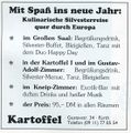 Werbung 1995 Restaurant "Kartoffel" von <!--LINK'" 0:22--> heute wieder <a class="mw-selflink selflink">Grüner Baum</a>