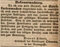 Zeitungsanzeige des Spielkartenfabrikanten Fideri, März 1848