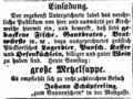 Zeitungsanzeige von Johann Schüpferling, Wirt "zum Sonnenschein" in der damaligen <!--LINK'" 0:14-->, September 1865