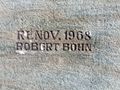 Inschrift am Pavillon auf der Konrad-Adenauer-Anlage: Renovierung 1968 Robert Bohn, Mai 2018