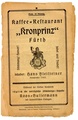 Prospekt des Restaurants Kronprinz mit Gesangstexten zum Mitsingen, ca. 1920