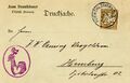 Besuchs- bzw. Firmenpostkarte der Blattmetallschlägerei Jean Dannhäuser mit Logo/Symbol für Blattmetallschlägerei, gel. 1904