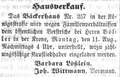 Hausverkauf Lößlein, Augutst 1856