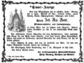 Todesanzeige für den Kürschner , Juni 1866