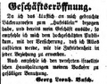 Georg Leonhard Busch übernimmt das Hufeislein, Juli 1856