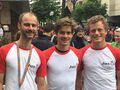 Das Laufteam der <!--LINK'" 0:69--> bestehend aus <!--LINK'" 0:70-->, Felix Scheuenstuhl und Lukas Rentschler nach der Teilnahme am Metropolmarathon am 21. Juni 2015