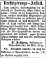 Zeitungsanzeige des Uhrmachers , August 1861