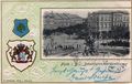 Ansichtskarte von Bahnhofplatz mit Kunstbrunnen - im Hintergrund die ehem. Sahlmannvilla, gel. 1902