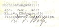 Originalunterschrift Johann Paul Wolf auf Geschäftsbrief von 1950