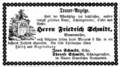 Traueranzeige für Friedrich Schmidt, Fürther Tagblatt vom 2. September 1873