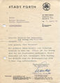 Briefkopf der Stadt Fürth mit Unterschrift von Heinrich Stranka, 1965