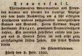 Traueranzeige für den Brauereibesitzer , Februar 1833